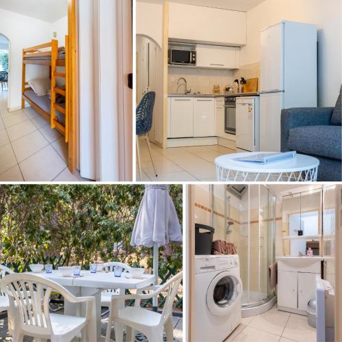 Il comprend une cuisine et un salon avec une table. dans l'établissement Le Sissi - Havre de Paix à Sanary, à Sanary-sur-Mer