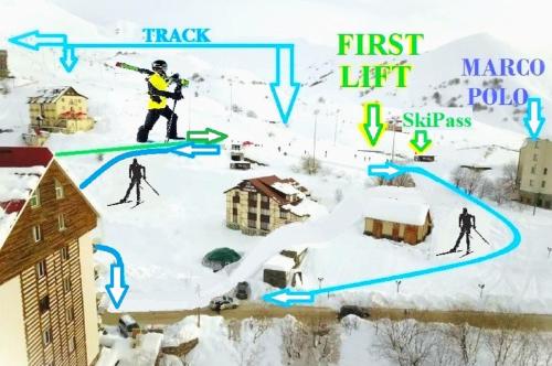 a map of a ski resort with people in the snow at "Gudauri Heart" Apartment in Gudauri