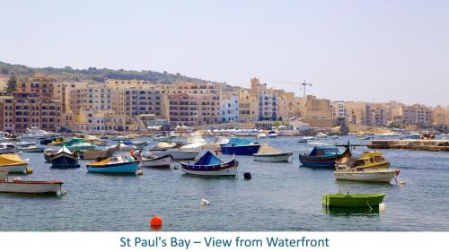a bunch of boats in the water in a harbor at Ta' Pace, Holiday Apartment in St Paul's Bay