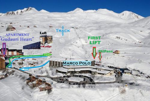 a map of a ski resort in the snow at "Gudauri Heart" Apartment in Gudauri