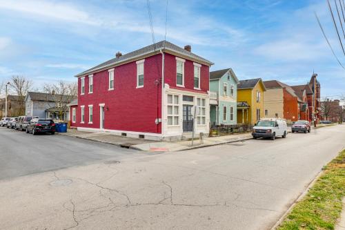 a red building on the side of a street at Near Downtown Dayton Historic South Park Home in Dayton