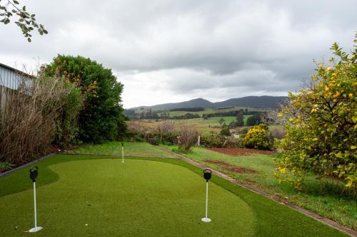 a golf course with golf balls on the grass at Celtic Cottage, Scottsdale in Scottsdale