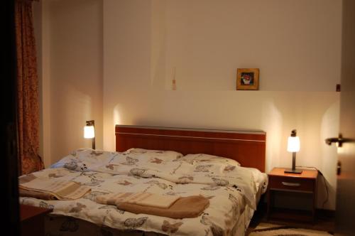 プレデアルにあるSimon Apartmentのベッドルーム1室(ベッド1台、タオル2枚付)