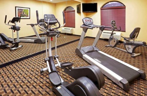 a gym with several exercise bikes and treadmills at Comfort Inn & Suites Dallas Medical-Market Center in Dallas