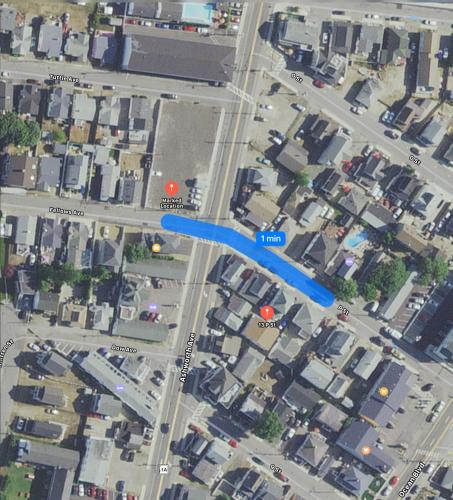 a map of a city with a blue arrow at The Tides At Hampton Beach in Hampton
