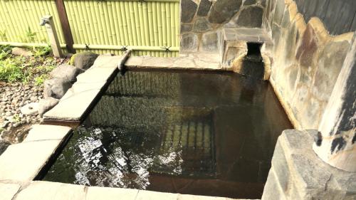 a small pool of water in a stone wall at 白水温泉竹の倉山荘 in Minami Aso