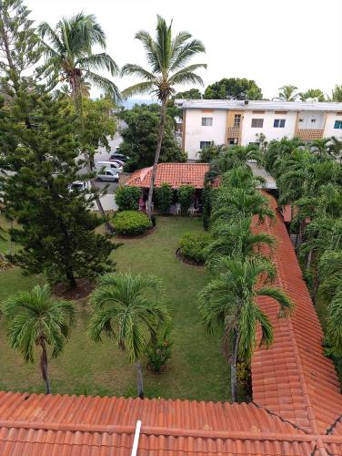 an aerial view of a yard with palm trees at Acuario residencial 1 in La Viva