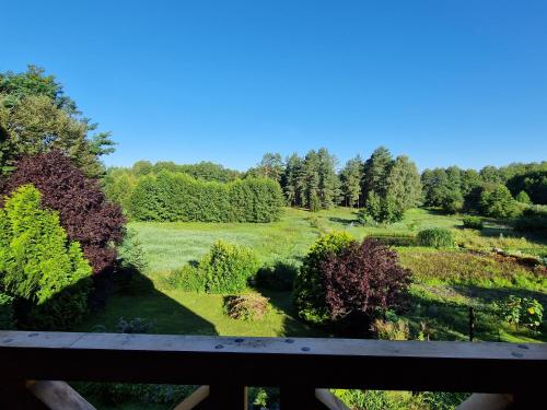 a view of a field with trees in the background at Villa Easy Living in Bierzwnik