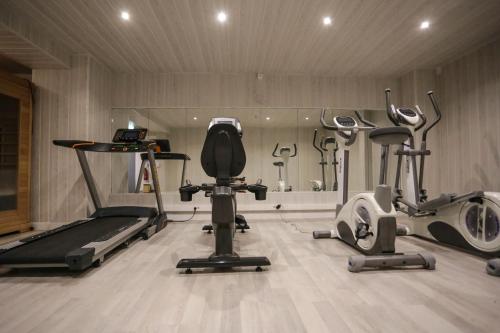 a gym with several exercise equipment in a room at Alivi in Bastia