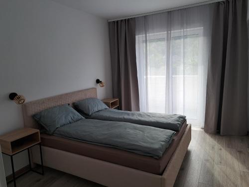 a bed in a bedroom with a window at Transilvania Memories in Sighişoara