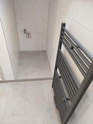 an empty room with a metal railing in a bathroom at Appartement Design - Glauburg in Glauburg