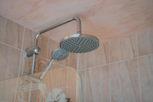 a shower with a shower head in a bathroom at The Brambles Retreat in the Mournes in Annalong