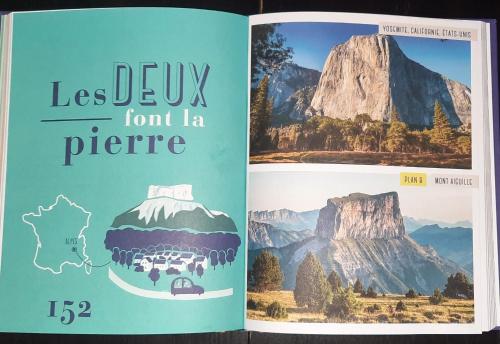 two pages of a book with a picture of a mountain at Les Vagabonds du Mont in Chichilianne