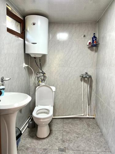a bathroom with a toilet and a sink at Ushguli 12 CENTURY in Ushguli