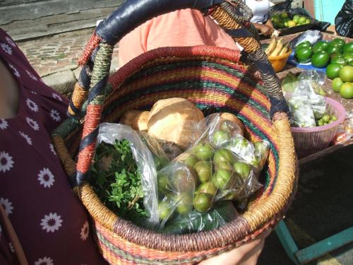a person holding a basket full of vegetables at Villa Caribbean Dream in Vieux Fort