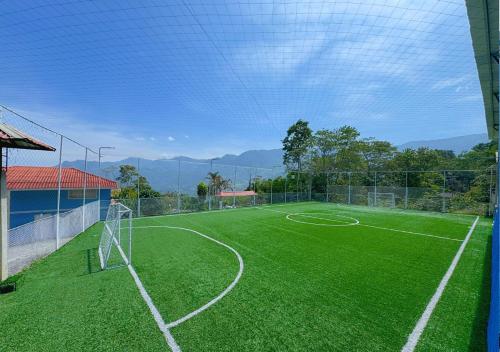 a soccer field with a soccer ball on it at VillaLoren in San Antonio del Tequendama
