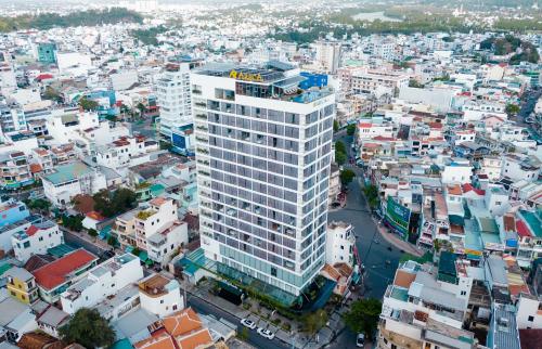 an aerial view of a city with buildings at Areca Hotel Nha Trang in Nha Trang