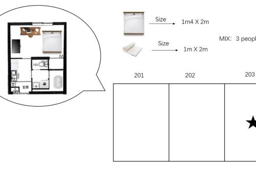 Plano de QH203, Newly renovated hotel, direct access to Ueno, Asakusa, Disneyland, Airport