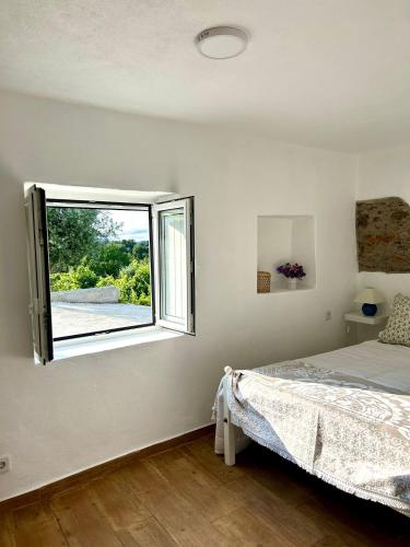 a bedroom with a bed and a window at A casa dos avós in Abrantes
