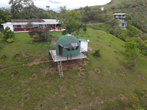 an aerial view of a tent in a field at Glamping del Occidente in Cativo