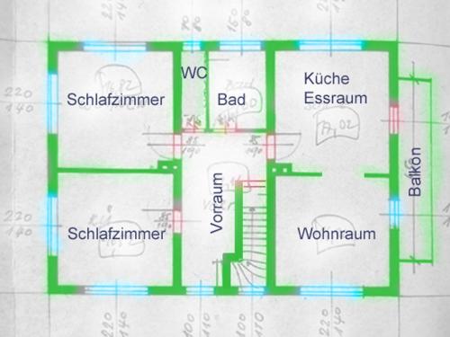 a drawing of a floor plan of a house at Fewo Albeck in Spitzwiesen