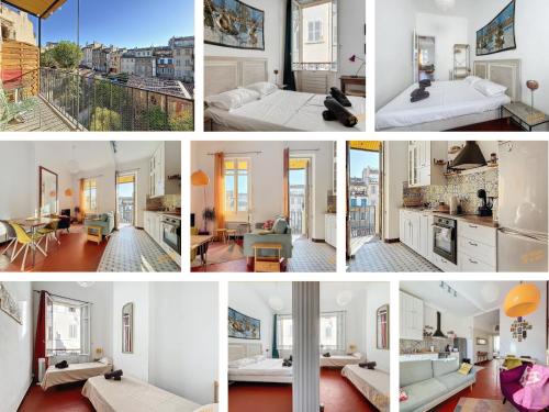 un collage de photos d'un appartement dans l'établissement Cosy Appartement - Ultra Centre & Balcon - Les Frères de la Loc', à Marseille