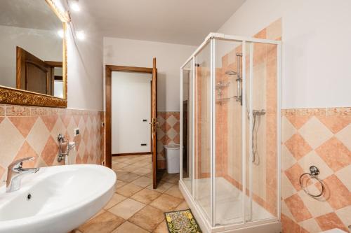 a bathroom with a sink and a shower at La Casa nel Verde in Altopascio