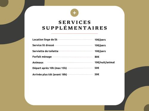 une capture d'écran d'un téléphone portable avec les certificats complémentaires de services dans l'établissement Val de Pôme 6pers piscine parking 25min pied plage, à Biot