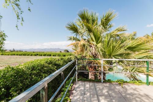 a walkway to the beach with palm trees at Palm Garden Valencia in Bétera