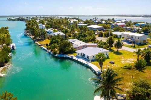 an aerial view of a town next to a river at Fish Camp in Sugarloaf Shores