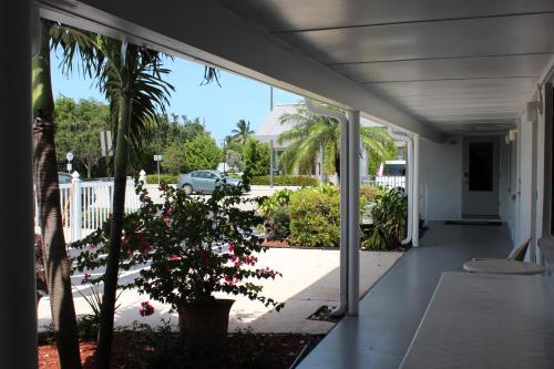 a porch of a house with a tree and a car at Economy Inn in West Palm Beach