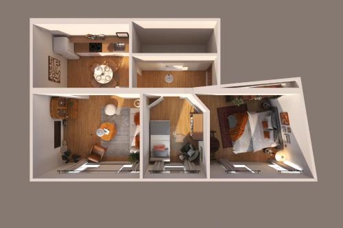 a rendering of a small apartment at Ba Em City Apartment in Wiesbaden