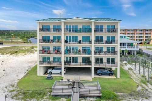 an aerial view of a beachfrontominium building at Beach View Lower by Pristine Properties Vacation Rentals in Mexico Beach