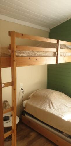 una camera da letto con due letti a castello in una stanza di Casa verde a Cazilhac