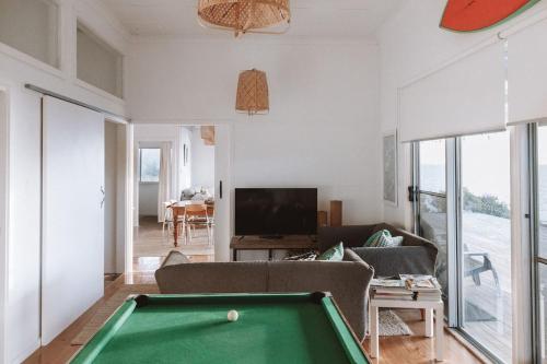 a living room with a pool table in it at Sea Haven at Streaky Bay - A Secluded Beach Escape in Perlubie