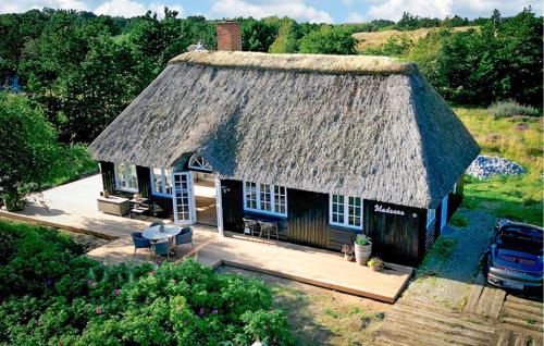 an aerial view of a thatch roofed house at Holiday Home Vesten Sandene Fanø Ii in Sønderho
