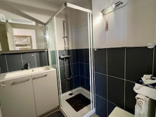 une salle de bain avec une douche, des toilettes et un lavabo dans l'établissement Appartement central à Antibes avec parking, 4 couchages - FR-1-789-7, à Antibes