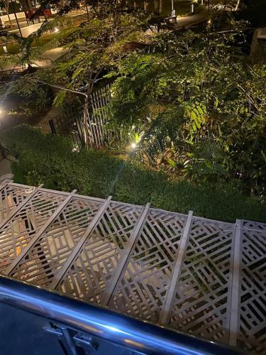 a view of a park with a fence at شقه فندقيه بيفرلي هيلز كومبوند one16 in Sheikh Zayed