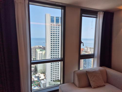 Katil atau katil-katil dalam bilik di The solid residence - Elbon the stay by haeundae