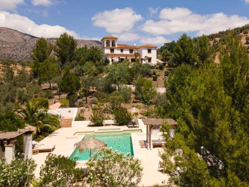 a house on a hill with a swimming pool at Hacienda el Tarajal in Priego de Córdoba