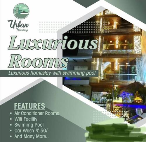 a flyer for a house with a building at 3BHK floor in urban homestay-swiming pool, Jacuzzi in Zirakpur