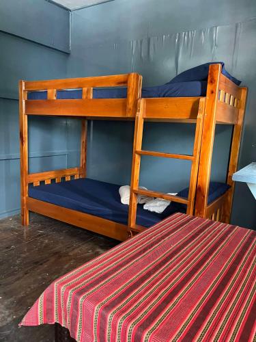 twee stapelbedden in een kamer met een bed bij Backpacker's Lodge - Fan Room 1 in Bacnotan