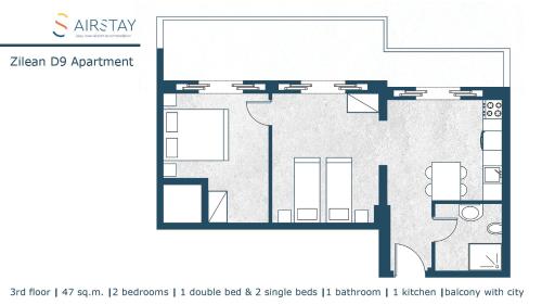 a floor plan of an apartment at Zilean Apartments Airport by Airstay in Spáta