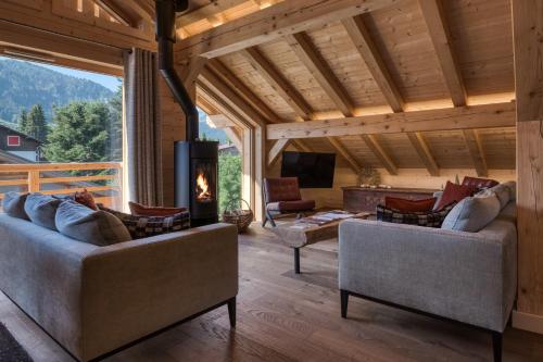 Posezení v ubytování Flocons de Sel - Relais & Chateaux