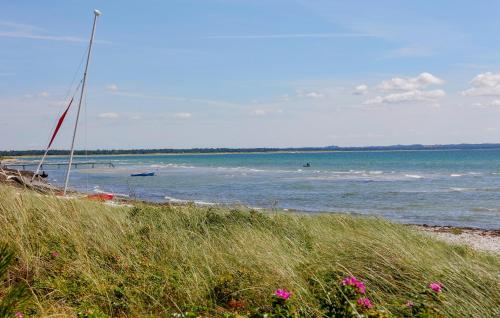 a beach with a sail boat in the water at Lovely Apartment In Nykøbing Sj in Lumsås