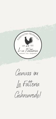 a label with a bird on it with the text genesis in la fattoria at La Vista Verde vom La Fattoria in Bad Gandersheim