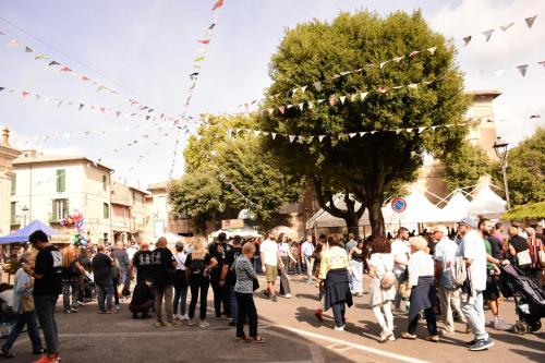 a crowd of people walking down a street at Il Pianerottolo in Manziana