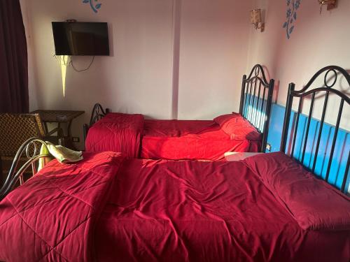 Ένα ή περισσότερα κρεβάτια σε δωμάτιο στο oasis Hotel