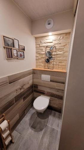 une salle de bain avec toilettes dans une chambre dans l'établissement La Petite Fonderie, à Luxeuil-les-Bains