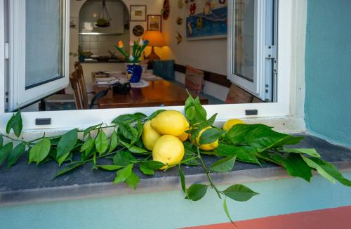 a bunch of lemons sitting on a window sill at La Maison de la Mer with Terrace and AC in Vernazza